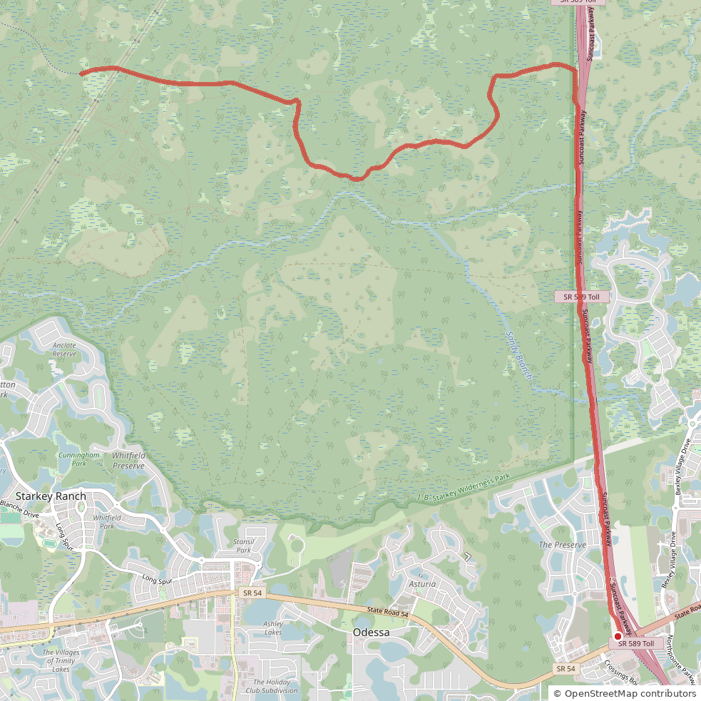 Map of the Suncoast Trail and Starkey Wilderness Preserve ride